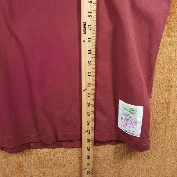 SCOTCH & SODA Shirt Mens Small Burgundy Pullover Vintage Wash Loose Fit Tee - Picture 8 of 9